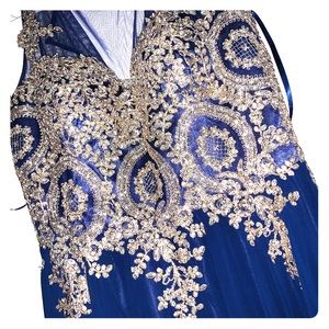 Luxy USA blue and gold formal dress